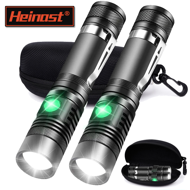 Outdoor Lighting Setup - ไฟฉายแบบชาร์จได้ T6 ใช้แบตเตอรี่ 18650 ไฟฉายซูมแบบพกพา ไฟคาดศีรษะแบบหนีบหมวก
