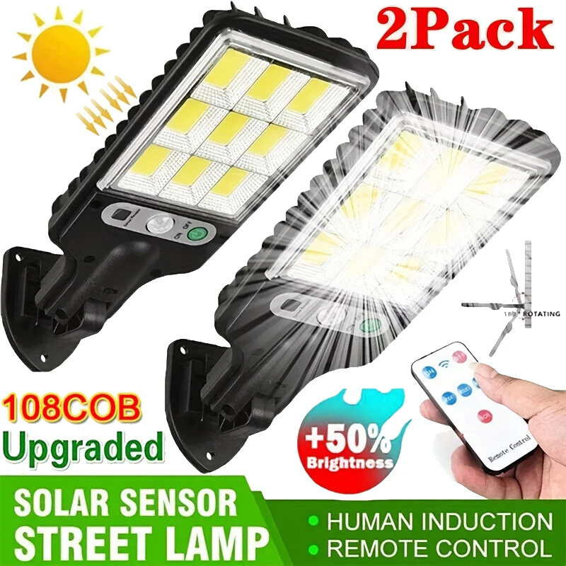 Outdoor Lighting Garage - ไฟ LED พลังงานแสงอาทิตย์สำหรับภายนอกอาคาร ไฟติดผนังลานบ้าน ชาร์จซ้ำได้ พร้อมเซ็นเซอร์ตรวจจับความเคลื่อนไหว