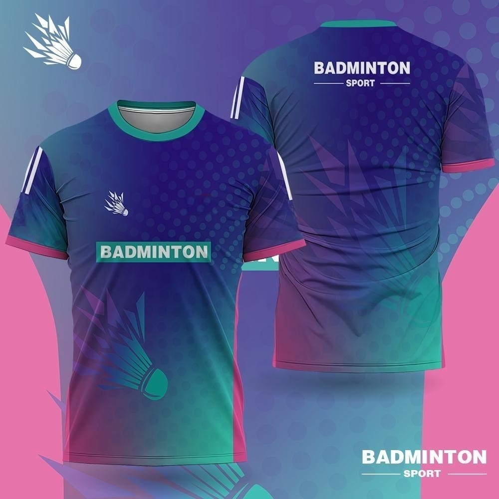 Outdoor Lighting Logo - เสื้อแบดมินตันผู้ชายลายไล่สีพิมพ์ 3 มิติ เสื้อยืดแบดมินตันสกรีนชื่อและโลโก้ทีม เสื้อกีฬากลางแจ้งแห้งเร็ว เสื้อยิมผู้ชาย