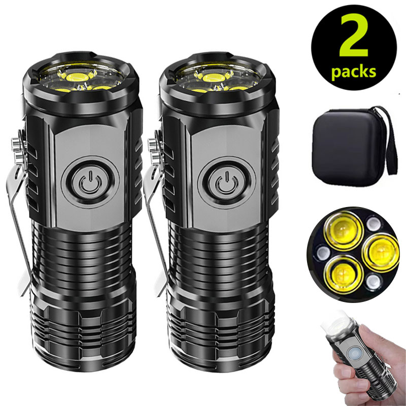 Outdoor Lighting Setup - ไฟฉายมินิ 3LED พร้อมคลิปหนีบปากกา，เดินกลางคืน, ความสว่างแบบพกพา, ไฟฉายฉุกเฉินกันน้ำแบบชาร์จไฟได้, ไฟฉายกลางแจ้ง