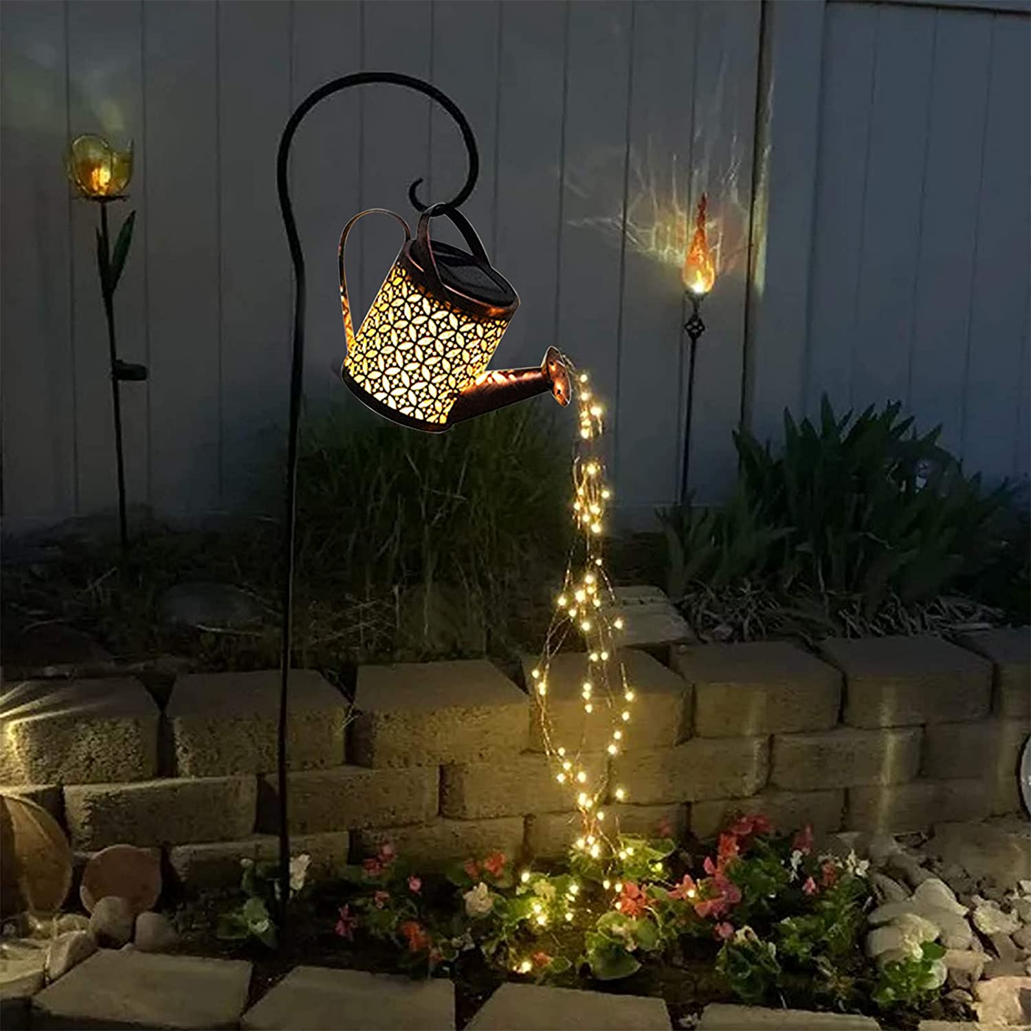 Outdoor Lighting Bronze - รดน้ําพลังงานแสงอาทิตย์แสงแขวนกาต้มน้ําโคมไฟกันน้ําตกแต่งสวนโลหะ Retro โคมไฟสําหรับกลางแจ้งตารางลานสนามหญ้า YarD