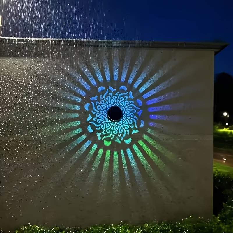 Outdoor Lighting Solar Panel - โคมไฟติดผนัง LED พลังงานแสงอาทิตย์ ลายแมนดาลา กันน้ำ สำหรับตกแต่งสวน