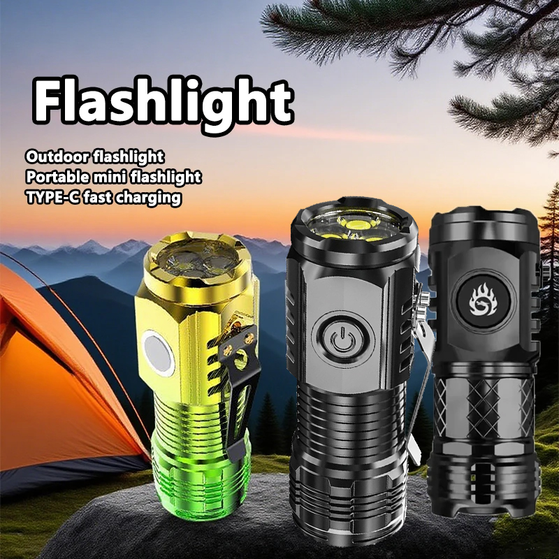 Outdoor Lighting Setup - ไฟฉาย LED ขนาดเล็กสุดสว่างแบบชาร์จไฟได้ ไฟฉายตกปลา โคมไฟพลังสูงสำหรับกิจกรรมกลางแจ้ง แคมป์ปิ้ง