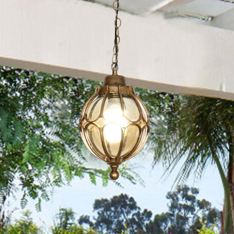 Outdoor Lighting Bronze - สีดําจี้กลางแจ้งไฟแก้ว Vintage Bronze ภายนอกระเบียงแขวนโคมไฟที่ไม่ซ้ํากันด้านหน้าประตูโคมไฟ