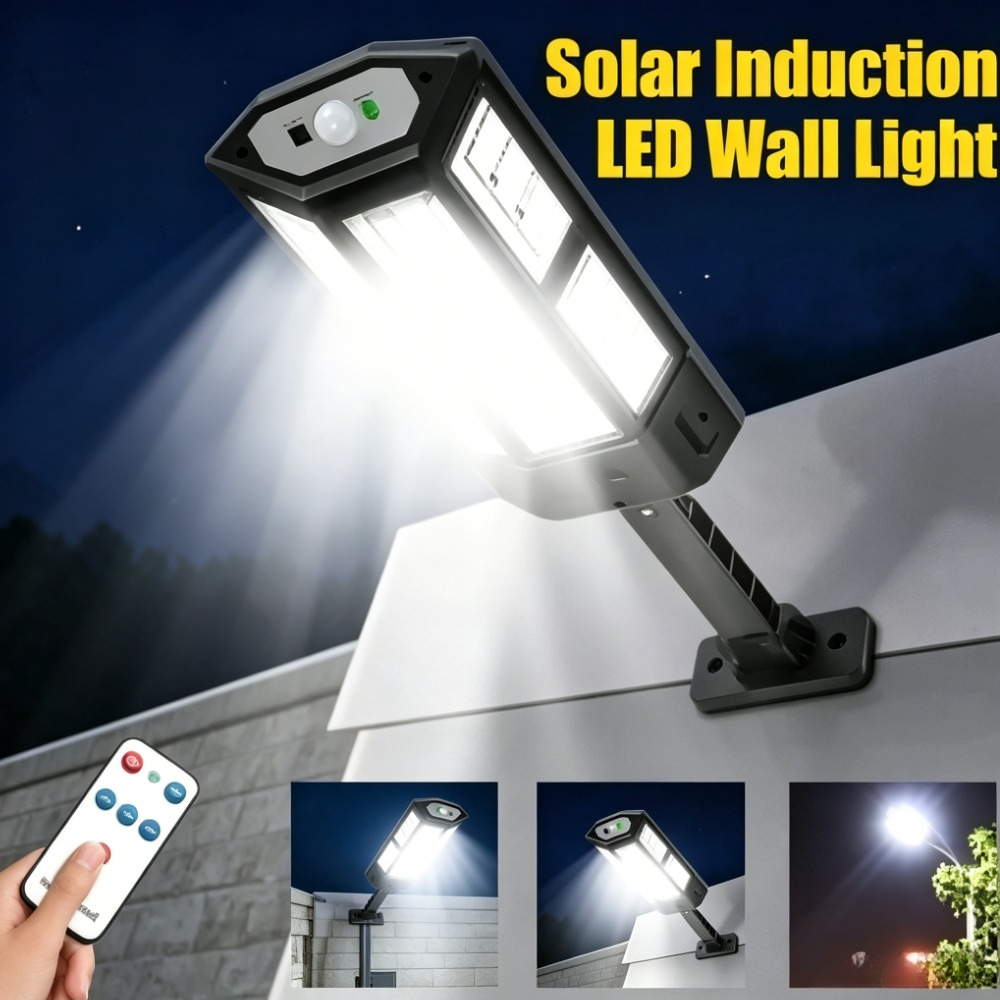 Outdoor Lighting Garage - โคมไฟ LED พลังงานแสงอาทิตย์ทรงพลัง สำหรับภายนอกอาคาร ไฟติดผนังแบบชาร์จไฟได้ พร้อมเซ็นเซอร์ตรวจจับความเคลื่อนไหว