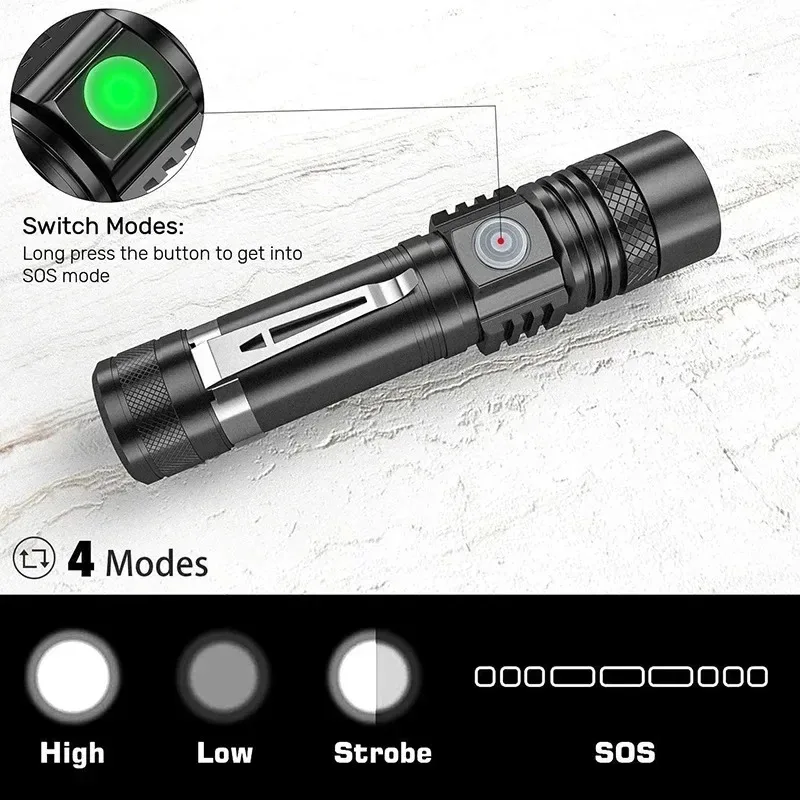 ไฟฉายแบบชาร์จได้ T6 ใช้แบตเตอร - Outdoor Lighting Setup บทวิจารณ์และราคา