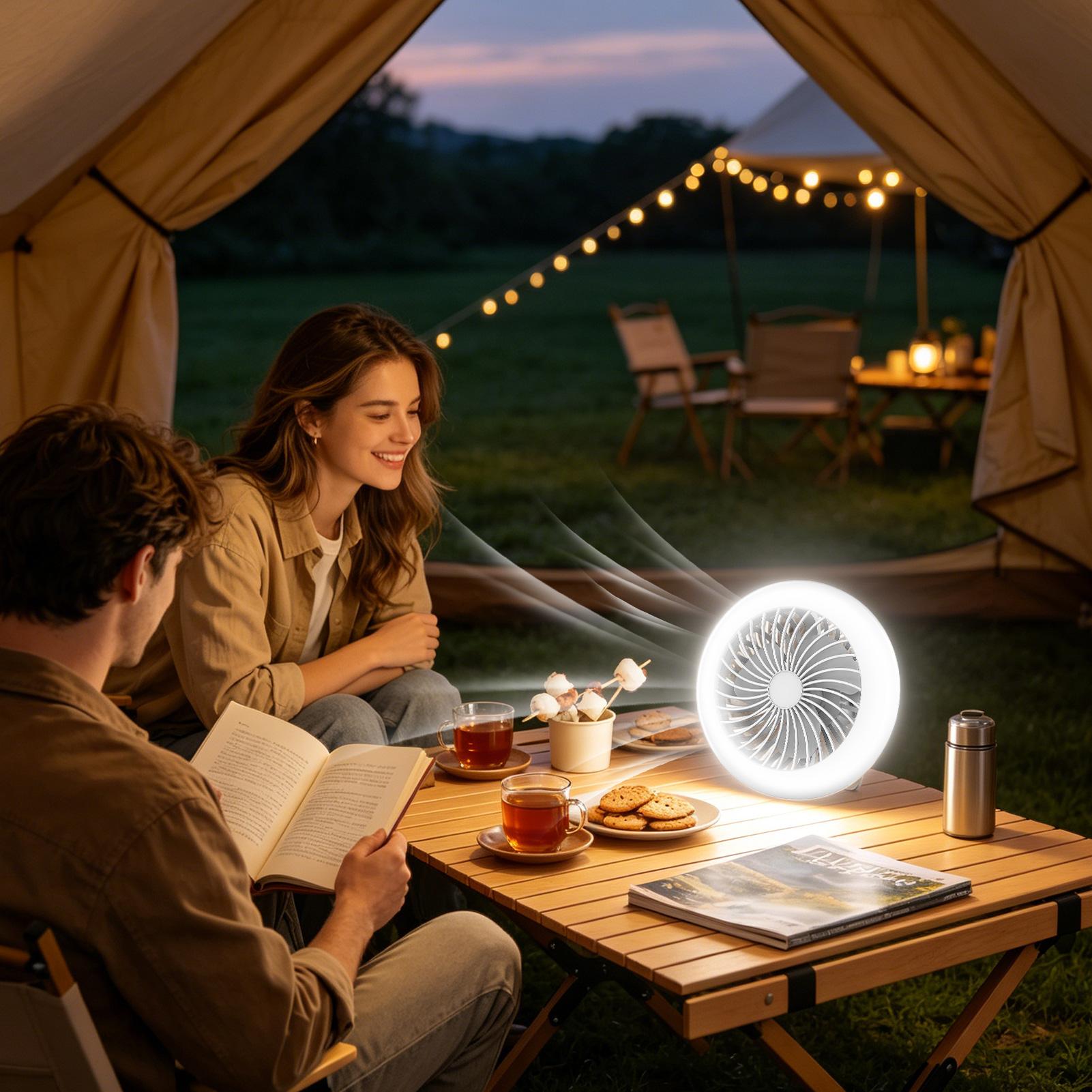 พัดลมแคมป์ปิ้ง LED แบบชาร์จไฟไ - Outdoor Lighting Garage บทวิจารณ์และราคา