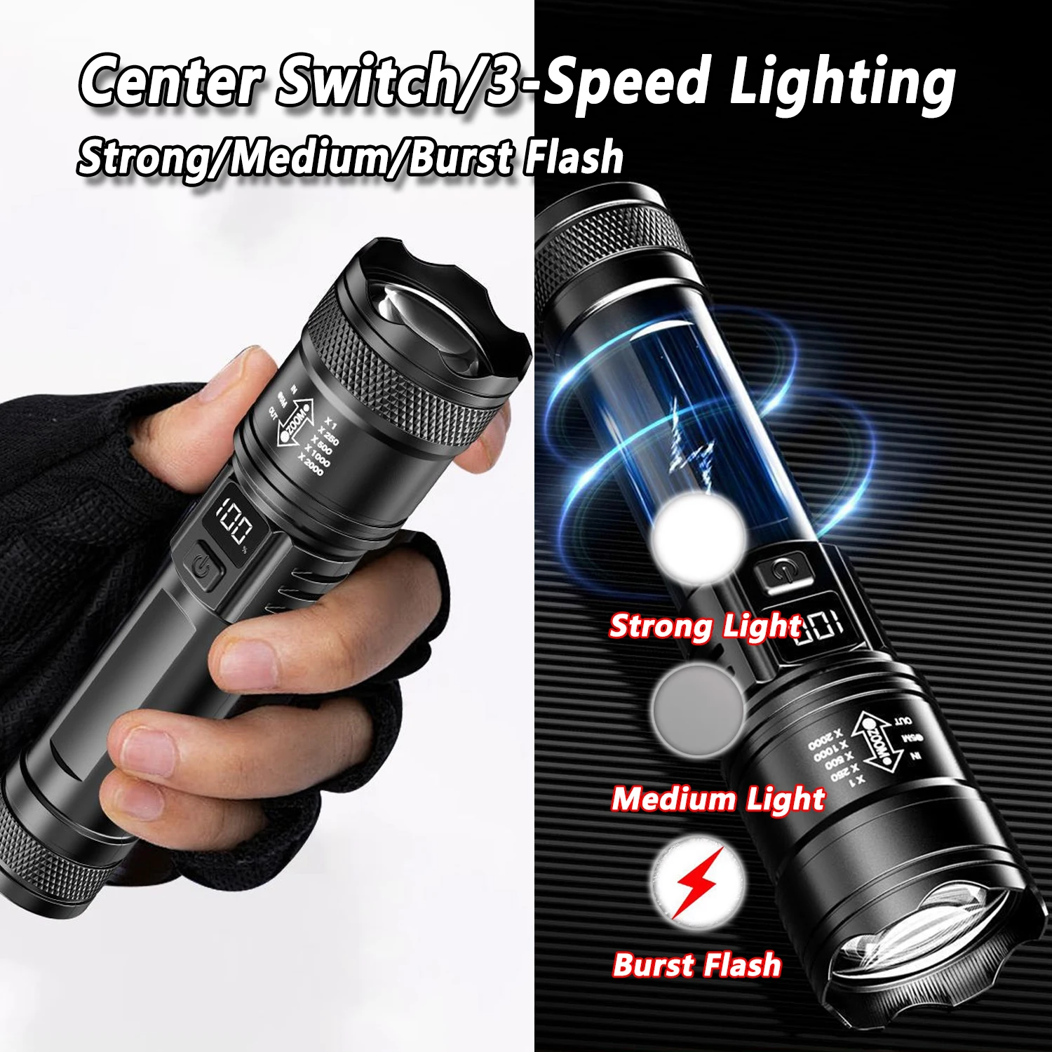 ไฟฉาย LED Ultra Bright 2000LM  - Outdoor Lighting Setup บทวิจารณ์และราคา